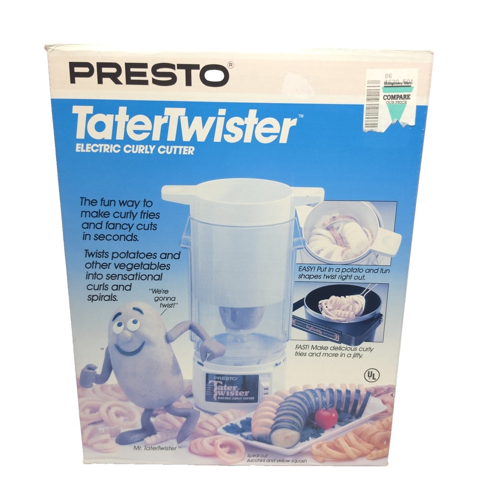 Vintage Presto TaterTwister 02930 Electric Curly Fry Potato Cutter Open Box NOS
